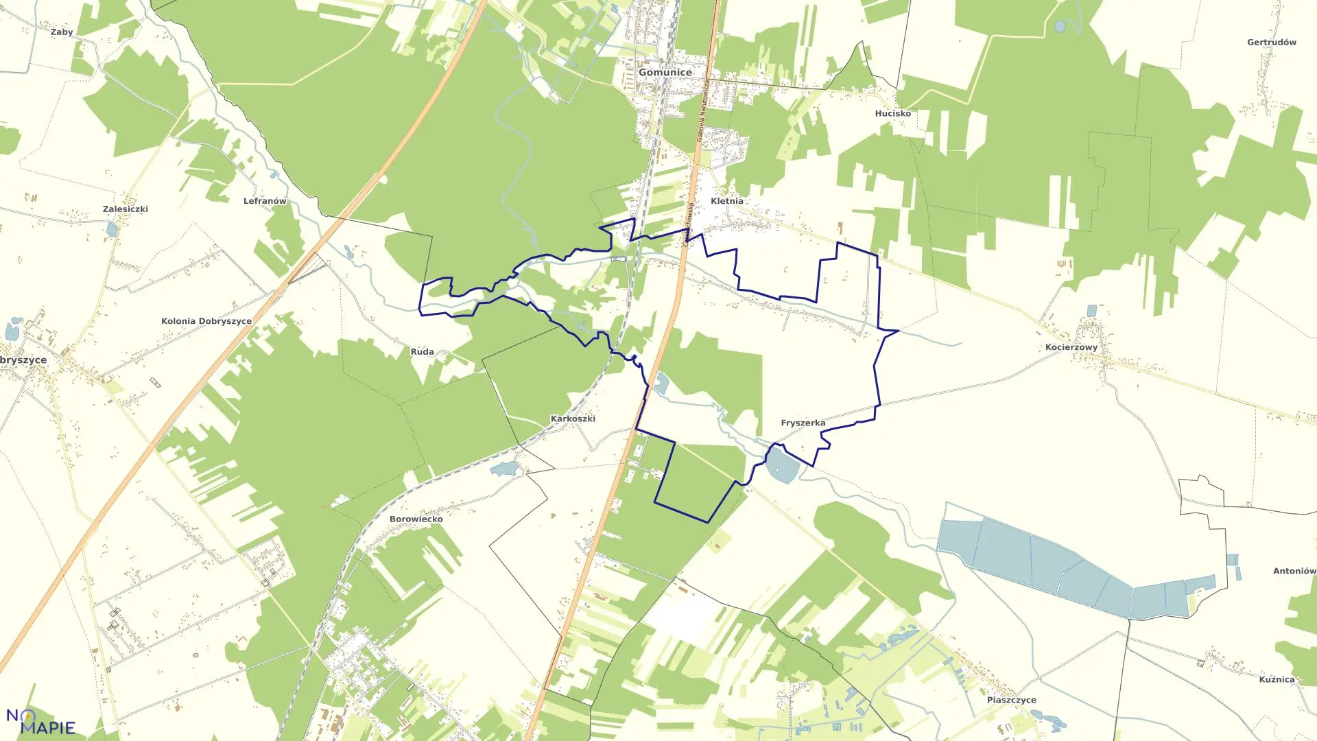 Mapa obrębu KOLONIA KLETNIA w gminie Gomunice